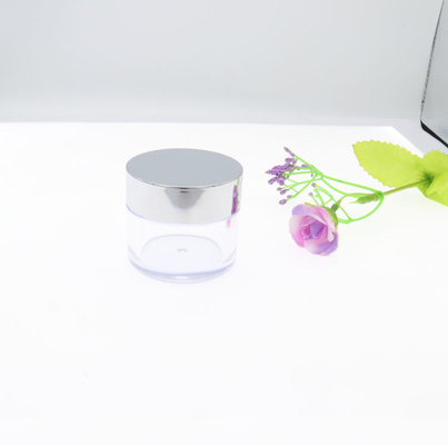 Silver Empty Face Cream Plastic Cosmetic Jars 0.5oz 1oz 2oz