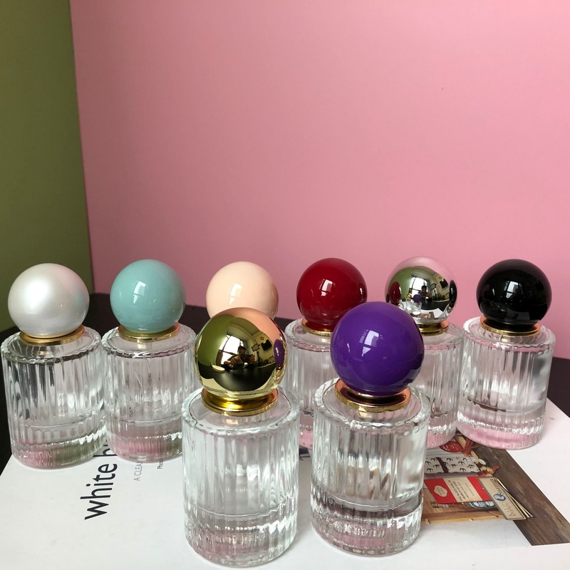 Glass 50ml Perfume Spray Bottle Round Cap Cosmetic Rectangle Shape