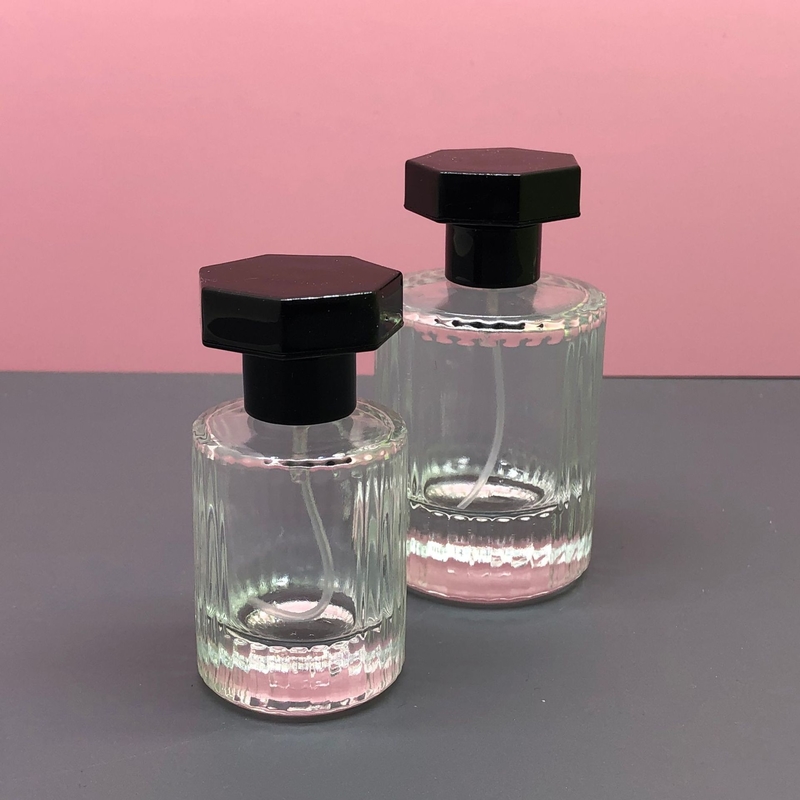 30ML Perfume Spray Bottle Atomizer 50ml Hexagonal Round Cap Vertical Stripe