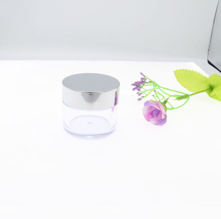 Silver Empty Face Cream Plastic Cosmetic Jars 0.5oz 1oz 2oz