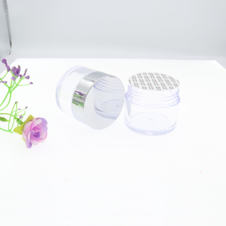 Silver Empty Face Cream Plastic Cosmetic Jars 0.5oz 1oz 2oz